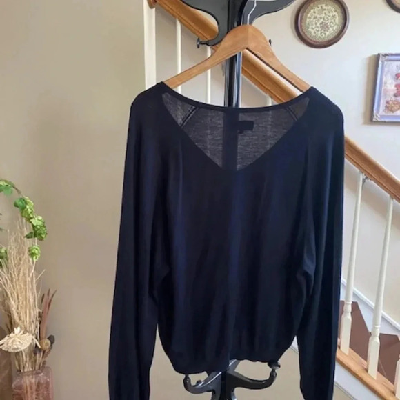 7 for All Mankind V-Neck Pullover Luxury Blouson Sweater Size L - Picture 3 of 10